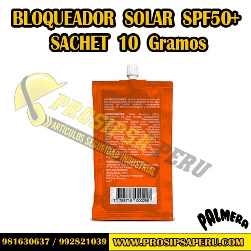 Bloqueador Solar SPF 50 en sachet de 10 gramos con Tapita – Palmera Sun - Imagen 3