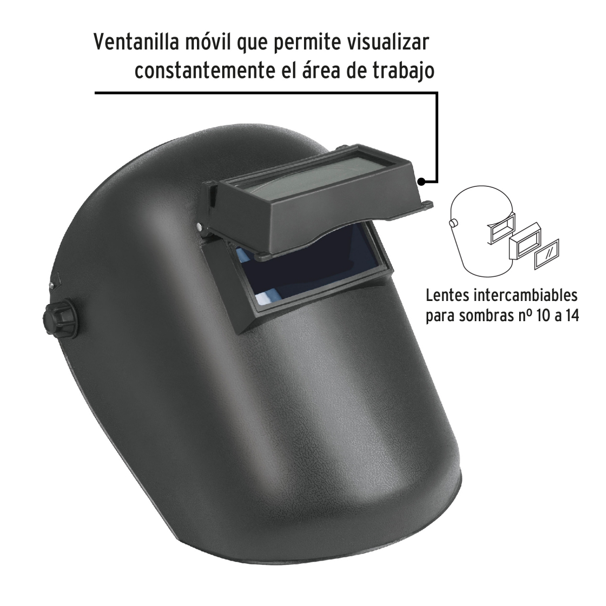Careta para soldar con lente abatible, sombra 11, Pretul - Imagen 4